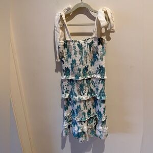 Summerland Tie Tank Smocked Tiered Dress size Medium (juniors)